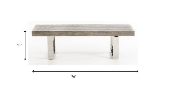 Homeroots 76" Gray And Silver Dining Bench  Manufactured Wood 284278