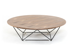 Homeroots 11" Walnut Veneer And Black Metal Coffee Table   284282