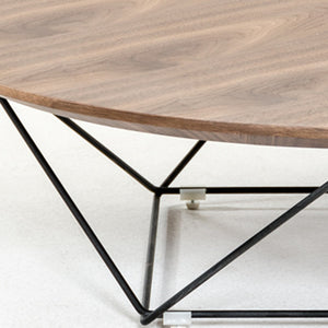 Homeroots 11" Walnut Veneer And Black Metal Coffee Table   284282