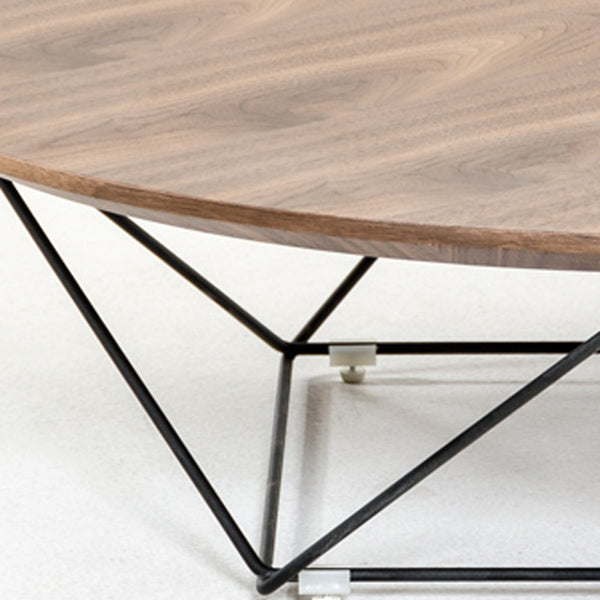 Homeroots 11" Walnut Veneer And Black Metal Coffee Table   284282