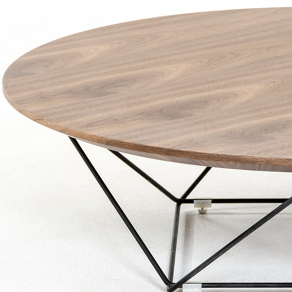 Homeroots 11" Walnut Veneer And Black Metal Coffee Table   284282