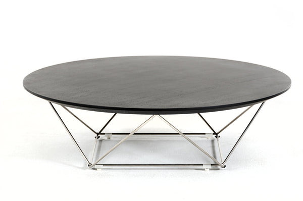 Homeroots 11" Wenge Veneer And Stainless Steel Coffee Table   284284