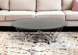 Homeroots 11" Wenge Veneer And Stainless Steel Coffee Table   284284