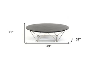 Homeroots 11" Wenge Veneer And Stainless Steel Coffee Table   284284