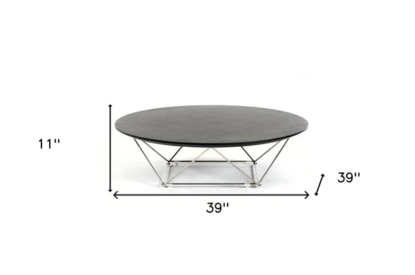 Homeroots 11" Wenge Veneer And Stainless Steel Coffee Table   284284
