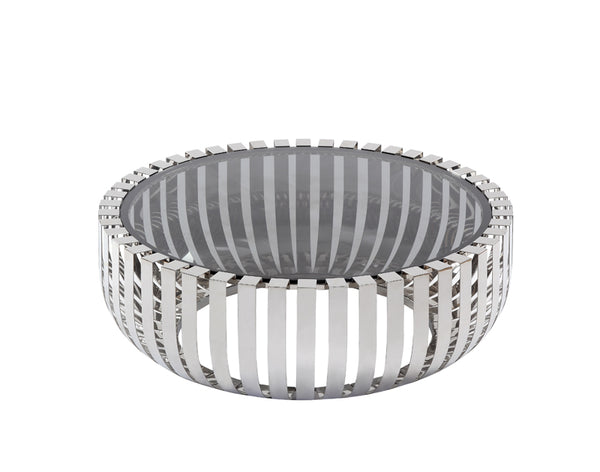 Homeroots 39" Clear And Silver Glass And Stainless Steel Round Coffee Table   284286