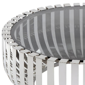 HomeRoots 39" Clear Glass and Silver Stainless Steel Round Coffee Table - Modern Design for Any Living Space 284286