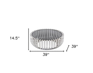 Homeroots 39" Clear And Silver Glass And Stainless Steel Round Coffee Table   284286
