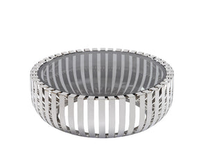 Homeroots 39" Clear And Silver Glass And Stainless Steel Round Coffee Table   284286