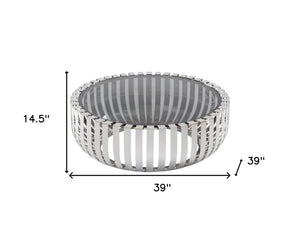HomeRoots 39" Clear Glass and Silver Stainless Steel Round Coffee Table - Modern Design for Any Living Space 284286