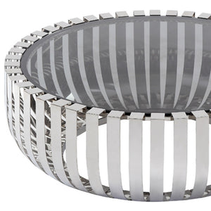 Homeroots 39" Clear And Silver Glass And Stainless Steel Round Coffee Table   284286