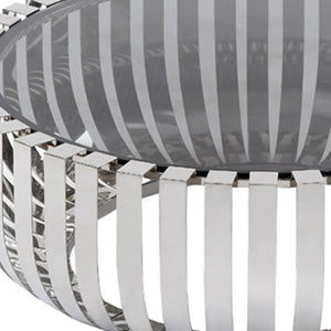 Homeroots 39" Clear And Silver Glass And Stainless Steel Round Coffee Table   284286