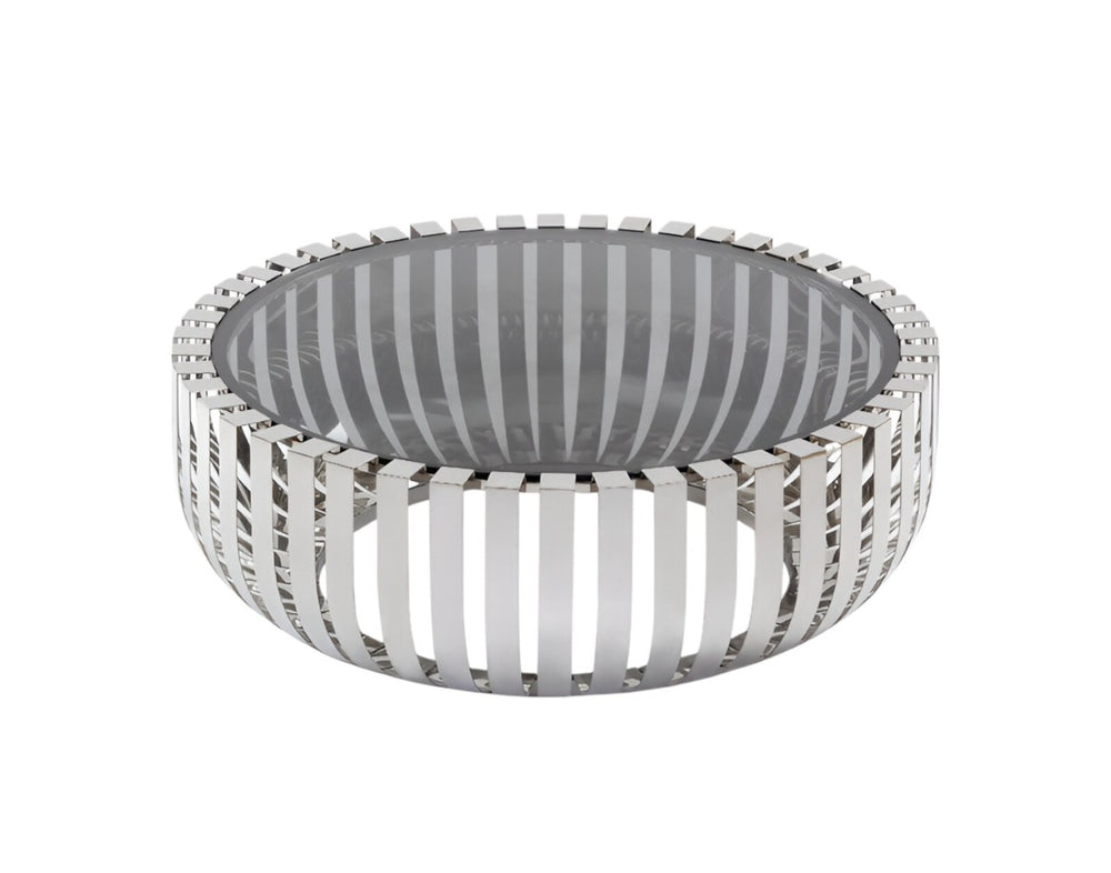 HomeRoots 39" Clear Glass and Silver Stainless Steel Round Coffee Table - Modern Design for Any Living Space 284286
