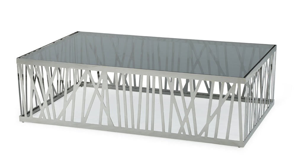 Homeroots 32" Glass And Stainless Steel Coffee Table   284287