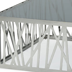 Homeroots 32" Glass And Stainless Steel Coffee Table   284287