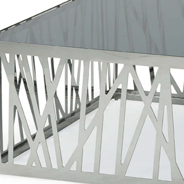 Homeroots 32" Glass And Stainless Steel Coffee Table   284287