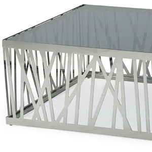 Homeroots 32" Glass And Stainless Steel Coffee Table   284287