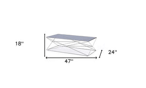 Homeroots 18" Smoked Glass And Stainless Steel Coffee Table   284288