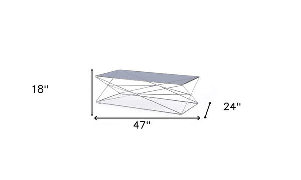 Homeroots 18" Smoked Glass And Stainless Steel Coffee Table   284288
