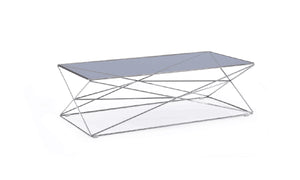 Homeroots 18" Smoked Glass And Stainless Steel Coffee Table   284288