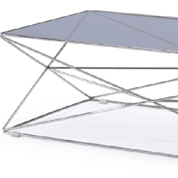 Homeroots 18" Smoked Glass And Stainless Steel Coffee Table   284288