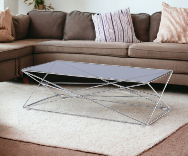 Homeroots 18" Smoked Glass And Stainless Steel Coffee Table   284288