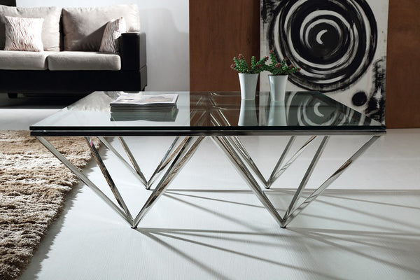 Homeroots 15" Glass And Stainless Coffee Table   284295