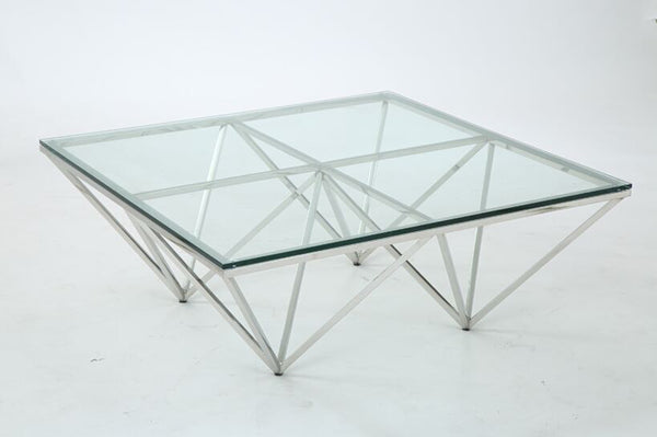 Homeroots 15" Glass And Stainless Coffee Table   284295