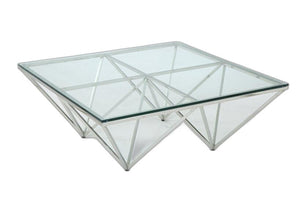 Homeroots 15" Glass And Stainless Coffee Table   284295