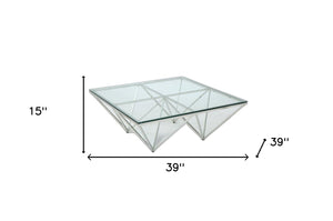 Homeroots 15" Glass And Stainless Coffee Table   284295