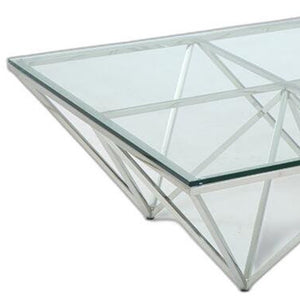 Homeroots 15" Glass And Stainless Coffee Table   284295