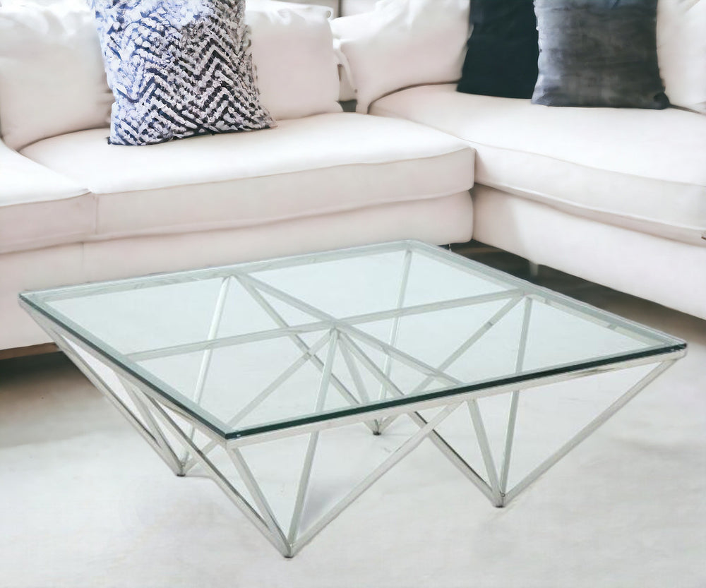 Homeroots 15" Glass And Stainless Coffee Table   284295