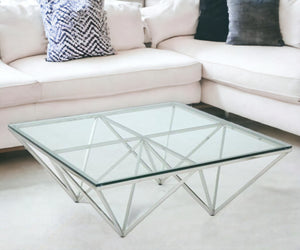 Homeroots 15" Glass And Stainless Coffee Table   284295
