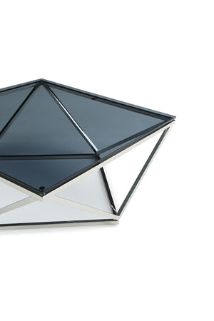 Homeroots 32" Smoked Glass And Stainless Steel Coffee Table   284298