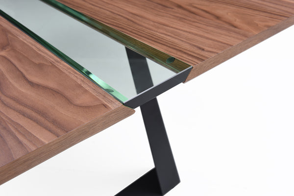 Homeroots 16" Walnut Veneer  Metal  And Glass Coffee Table   284308