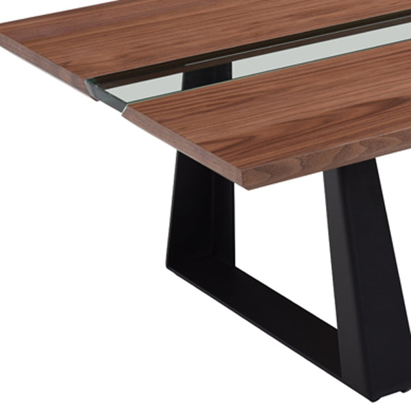 Homeroots 16" Walnut Veneer  Metal  And Glass Coffee Table   284308