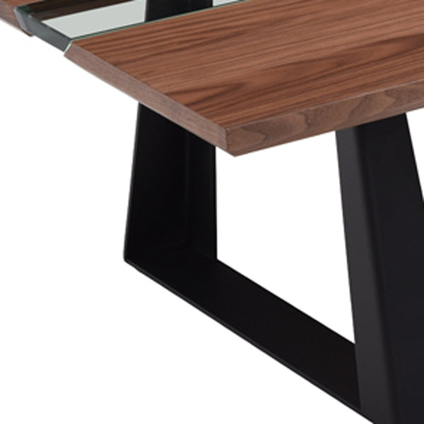 Homeroots 16" Walnut Veneer  Metal  And Glass Coffee Table   284308