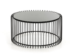 Homeroots 19" Black Metal And Glass Round Coffee Table   284312