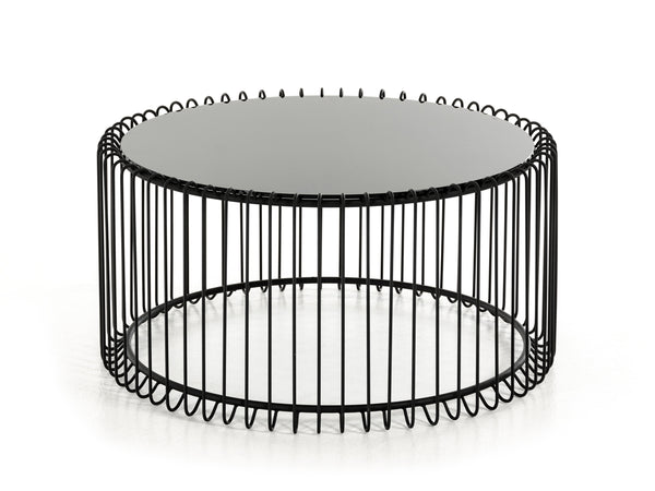 Homeroots 19" Black Metal And Glass Round Coffee Table   284312
