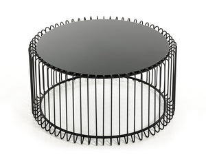 Homeroots 19" Black Metal And Glass Round Coffee Table   284312