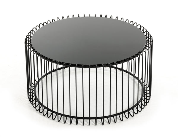 Homeroots 19" Black Metal And Glass Round Coffee Table   284312