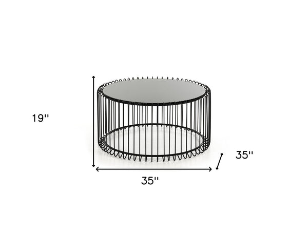 Homeroots 19" Black Metal And Glass Round Coffee Table   284312