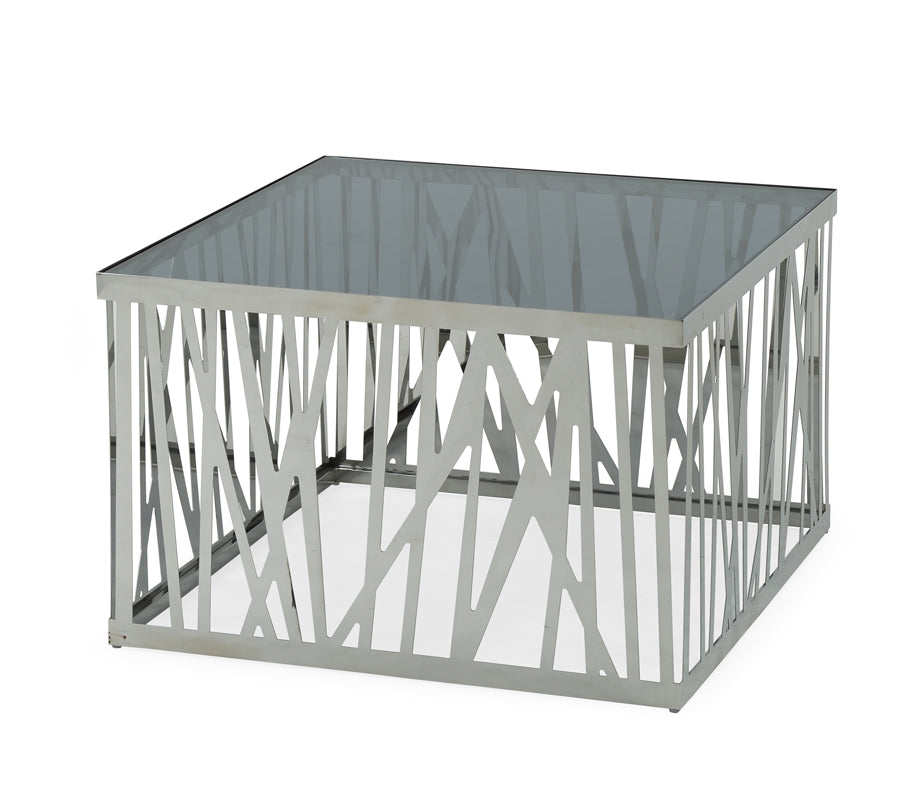 Homeroots 18" Glass And Stainless Steel End Table   284315