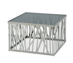 Homeroots 18" Glass And Stainless Steel End Table   284315