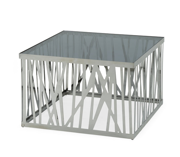 Homeroots 18" Glass And Stainless Steel End Table   284315