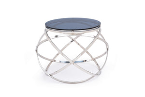 Homeroots 14" Silver And Clear Glass Round End Table   284320