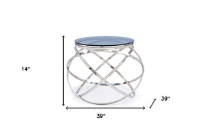Homeroots 14" Silver And Clear Glass Round End Table   284320