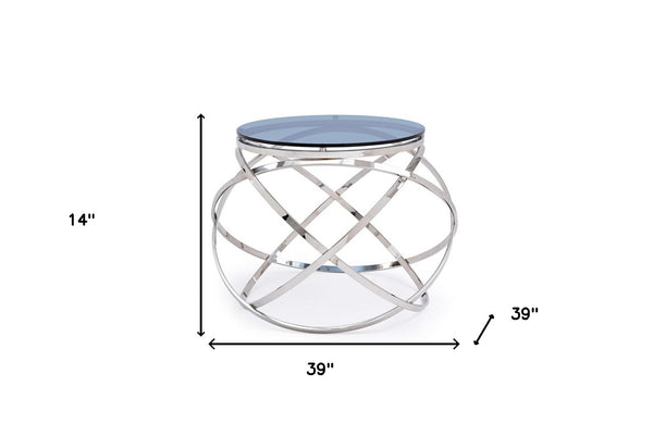 Homeroots 14" Silver And Clear Glass Round End Table   284320