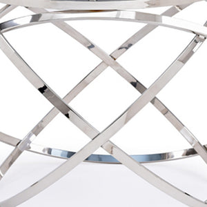 Homeroots 14" Silver And Clear Glass Round End Table   284320