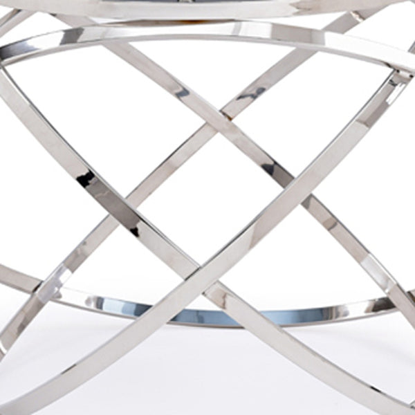 Homeroots 14" Silver And Clear Glass Round End Table   284320